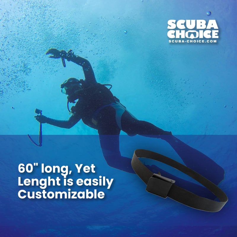 Scuba Choice حزام وزن غوص سكوبا تشويس بطول 60" وعرض 2" مع مشبك بلاستيكي، أسود - Image 4
